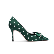 2019 High Heel Women's Pumps Green Silk x19-c189 Ladies Women Office Dress Shoes Heels For Lady